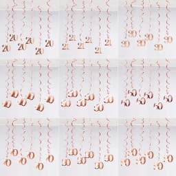 6Pcs/lot Happy Birthday Swirls Decoration 16 20 21 30 40 50 60 70 Years Rose Gold PVC Birthday Party Decorations Supplies