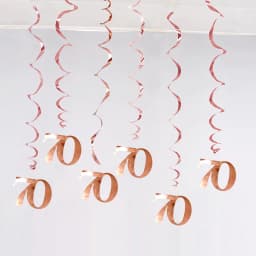 6Pcs/lot Happy Birthday Swirls Decoration 16 20 21 30 40 50 60 70 Years Rose Gold PVC Birthday Party Decorations Supplies
