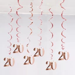 6Pcs/lot Happy Birthday Swirls Decoration 16 20 21 30 40 50 60 70 Years Rose Gold PVC Birthday Party Decorations Supplies