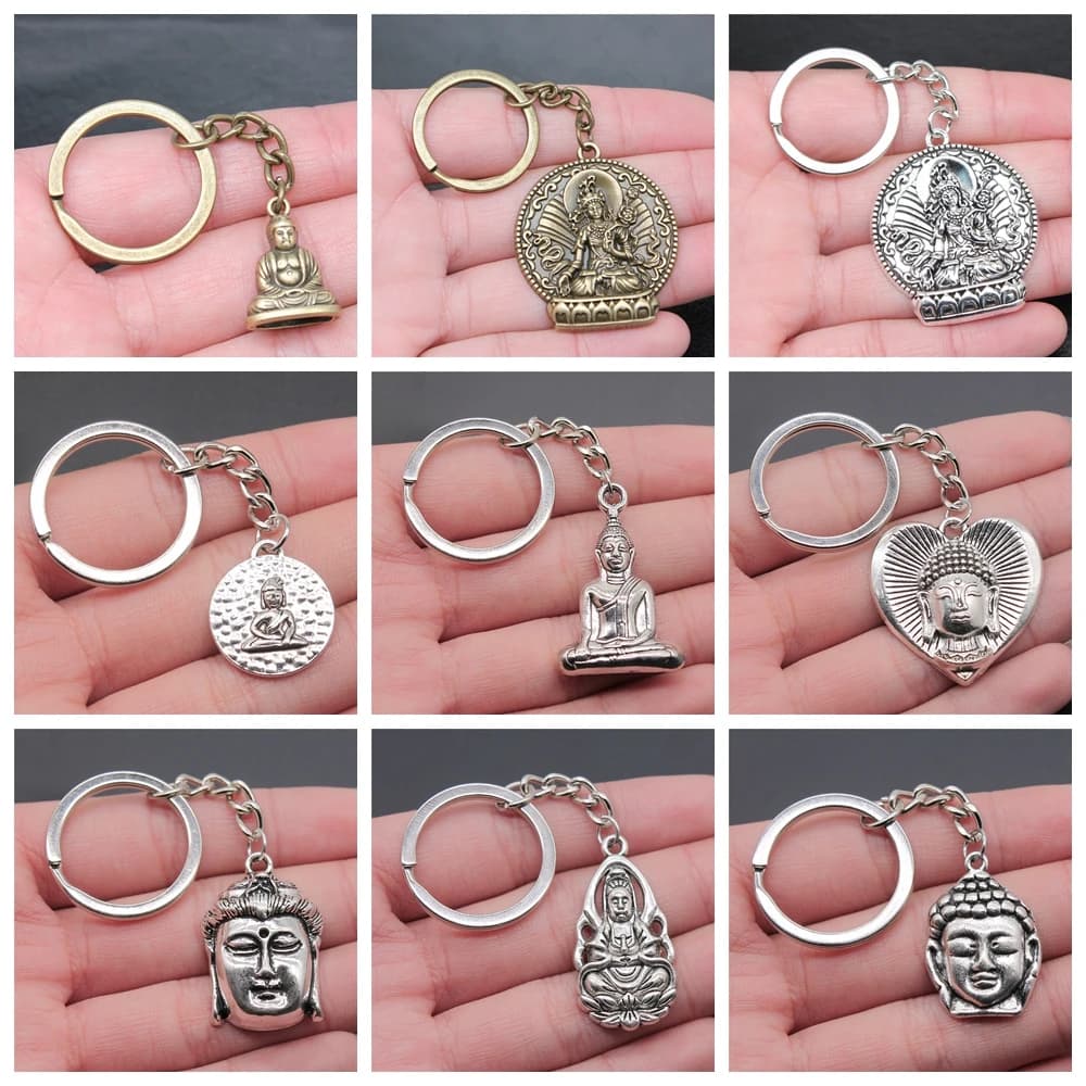 Buddha Keychain Keyring Spiritualist Key Ring Gift For Men Women Friend Car Key Chain Ring Holder Souvenir For Gift
