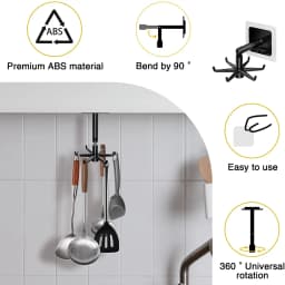 1/2Pcs Kitchen Hook Multifunctional Hook 360 Degree Swivel Rack Bathroom Wall Door Hook Bracket And Storage Spoon Rack Accessory