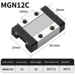 MGN MGN12 MGN15 MGN7 MGN9 300 350 400 450 500 1000mm Miniature Linear Rail Slide 1pcs MGN12 Linear Guide+ 1pcs Black SS Carriage