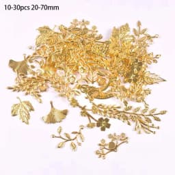 10-30pcs golden Filigree Wraps leaf Connectors Metal Crafts Headwear accessories for Jewelry Making 20-70mm YKL0912
