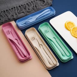 Creative Portable Cutlery Box Knife, Fork and Spoon Set Plastic Student Canteen Travel Portable Three-Piece Set