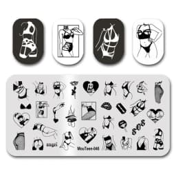 Newest Nail Stamp MouTeen073 American Letters Graffiti Nail Stamp Plates Manicure Set For Nail Art Stamping