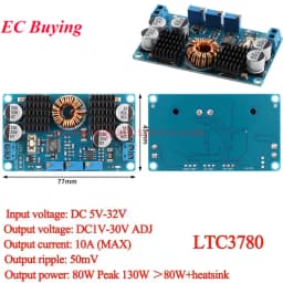 LTC3780 DC-DC 5-32V to 1V-30V 10A 8A 3A Automatic Step UP Down Converter Boost Buck Charging Power Supply Module Solar Charger