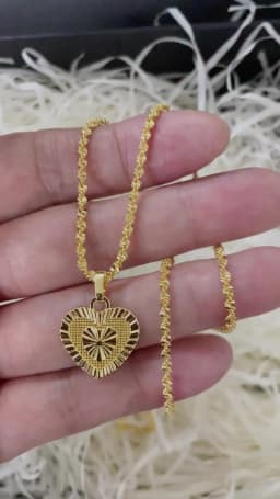 24k Gold-Plated Necklace, Heart-Shaped Gold-Plated Necklace, Wedding And Birthday Gift For Women