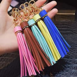 11 Colors Faux Suede Leather Tassels Keychain Women PU Lanyard Keyrings With Lobster Swivel Bag Pendant Key Wallet Accessories