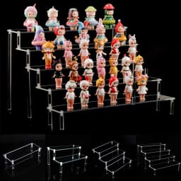 1-5 Tier Clear Acrylic Display Stand,Display Riser Shelf for Cupcake,Perfume Decoration and Organizer Amiibo Funko POP Figures