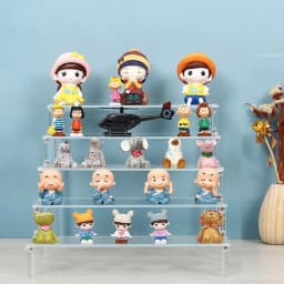 1-5 Tier Clear Acrylic Display Stand,Display Riser Shelf for Cupcake,Perfume Decoration and Organizer Amiibo Funko POP Figures
