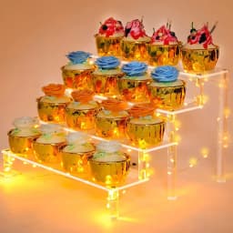 1-5 Tier Clear Acrylic Display Stand,Display Riser Shelf for Cupcake,Perfume Decoration and Organizer Amiibo Funko POP Figures