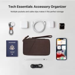 Genuine Leather Portable USB Data Cable Storage Bag Earphone Case Electronic Accessories Gadgets Digital Organizer Box Pouch