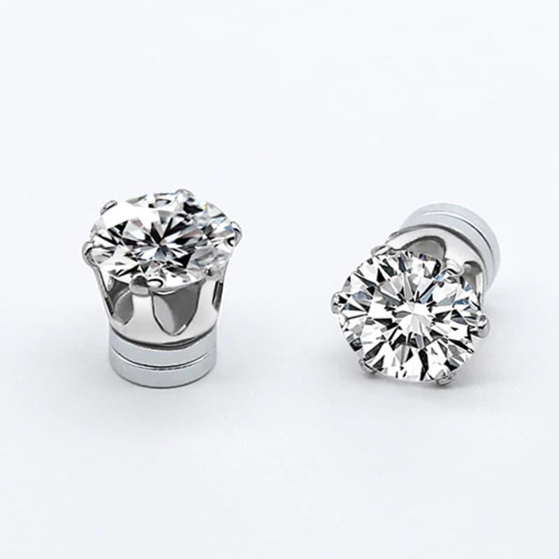 Unisex Magnetic Stud Earrings Round Crystal Rhinestone Clip Earrings Women Men Non Piercing Fake Earring Fashion Jewelry