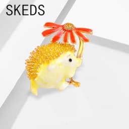 SKEDS Creative Women Enamel Hedgehog Daisy Jewelry Brooches Fashion Cute Animal Coat Clothing Bag Badges Brooch Pin Gift
