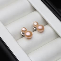 Cute 925 Sterling Silver Stud Piercing Earrings for Women,White Freshwater Natural Pearl Earrings Wife Mother Gift Pink Black
