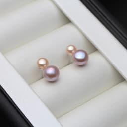 Cute 925 Sterling Silver Stud Piercing Earrings for Women,White Freshwater Natural Pearl Earrings Wife Mother Gift Pink Black