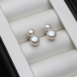 Cute 925 Sterling Silver Stud Piercing Earrings for Women,White Freshwater Natural Pearl Earrings Wife Mother Gift Pink Black