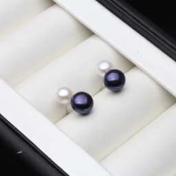 Cute 925 Sterling Silver Stud Piercing Earrings for Women,White Freshwater Natural Pearl Earrings Wife Mother Gift Pink Black