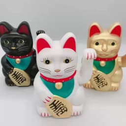 5"/6"H Chinese Feng Shui Beckoning Cat Wealth White Waving Fortune Lucky Cat Gold Silver Best Gift for Good Room Decors 5 Colors