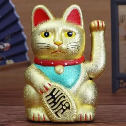 5"/6"H Chinese Feng Shui Beckoning Cat Wealth White Waving Fortune Lucky Cat Gold Silver Best Gift for Good Room Decors 5 Colors