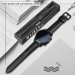 MAIKES Hot Sale 1pc Fashion Men Women 18mm 20mm 22mm 24mm Cowhide Leather Strap Black Business Watch Band Universal