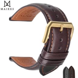 MAIKES Hot Sale 1pc Fashion Men Women 18mm 20mm 22mm 24mm Cowhide Leather Strap Black Business Watch Band Universal