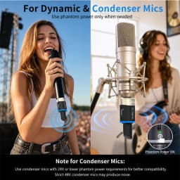 JOYO MW-1 5.8Ghz Wireless Mic System 4 Channels 5Ms Latency Plug and Play Wireless Microphone Receiver for XLR Dynamic Mics