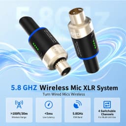 JOYO MW-1 5.8Ghz Wireless Mic System 4 Channels 5Ms Latency Plug and Play Wireless Microphone Receiver for XLR Dynamic Mics