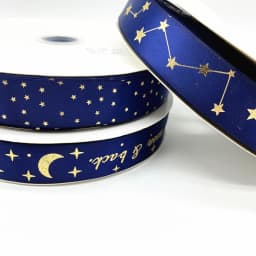 25mm Navy Blue High Quality Bronzing Ribbon Polyester Satin Gift Wrapping Wedding Decoration Hair Bows DIY