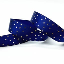 25mm Navy Blue High Quality Bronzing Ribbon Polyester Satin Gift Wrapping Wedding Decoration Hair Bows DIY
