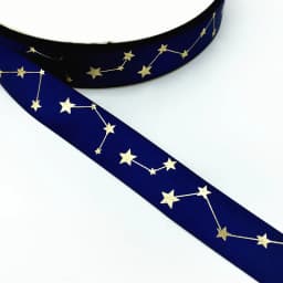 25mm Navy Blue High Quality Bronzing Ribbon Polyester Satin Gift Wrapping Wedding Decoration Hair Bows DIY