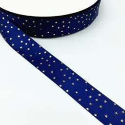 25mm Navy Blue High Quality Bronzing Ribbon Polyester Satin Gift Wrapping Wedding Decoration Hair Bows DIY