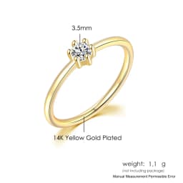 Wedding Bride Rings For Women Mini Cute Yellow Gold Color Jewellry Zircon Engagement Thin Ring Wholesale Jewelry R112