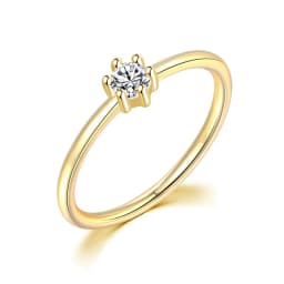 Wedding Bride Rings For Women Mini Cute Yellow Gold Color Jewellry Zircon Engagement Thin Ring Wholesale Jewelry R112