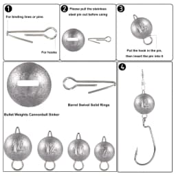 MNFT 100Pcs 304 Stainless Steel Soft Bait Hook Needle Fishing Sinker Weight Loops Head Lead Accessories Centering Pins