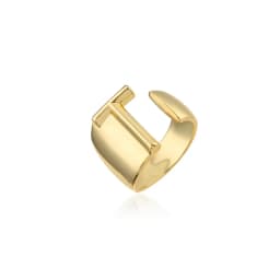 Hollow A-Z Letter Gold Color Metal Adjustable Opening Ring Initials Name Alphabet Female Party Chunky Wide Trendy Jewelry