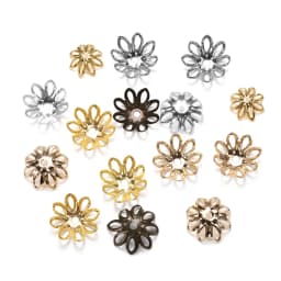 100pcs/lot Hollow Flower Spacer Beads End Caps Gold Bronze Plated Filigree Metal For Charms Necklace DIY Jewelry Making Finding