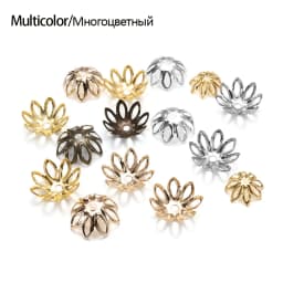 100pcs/lot Hollow Flower Spacer Beads End Caps Gold Bronze Plated Filigree Metal For Charms Necklace DIY Jewelry Making Finding