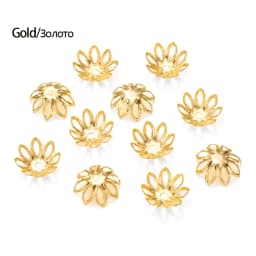 100pcs/lot Hollow Flower Spacer Beads End Caps Gold Bronze Plated Filigree Metal For Charms Necklace DIY Jewelry Making Finding