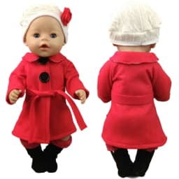 18 Inch Baby Doll Winter Clothes Set Crochet Sweater Scarf Hat Gloves New Year Apparel for 43 Cm Girl Dolls