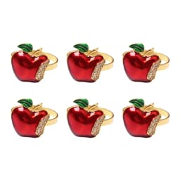 Napkin Rings Set of 6, Red Apple Napkin Ring for Wedding, Dinner Party, Banquet, Serviette for Christmas, Birthday Decoration