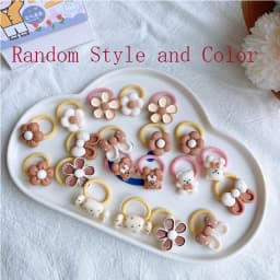 20Pcs/Lot Cute Cartoon Bear Rabbit Hair Band Girls Elastic Rubber Band Headwear Flower Bow Baby Kids Hair Accessories Ornaments