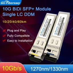 10Gb BiDi SFP Transceiver Module 10km,20km/40km/60km 10Gbase-BX T1270/R1330nm LC WDM Optical Module For Mikrotik/Huawei Switch