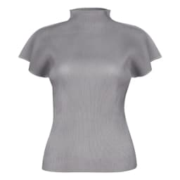 Miyake Pleated Half High Neck Profile Black T-shirts Women 2026 Summer Korean Fashion Causal Tops Designer Aesthetic Clothing