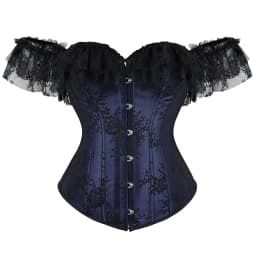 Lace Sleeves Off Shoulder Floral Overbust Corset Princess Elegant Corsets Victorian Women Sexy Bustier Showgirl Party Costume