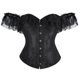 Lace Sleeves Off Shoulder Floral Overbust Corset Princess Elegant Corsets Victorian Women Sexy Bustier Showgirl Party Costume