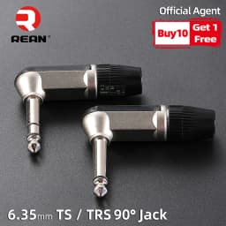 Neutrik's REAN Jack 6.35 TS TRS 90 ° L-shaped Right Angle Plug Stereo / Mono 2 3 Pole 6.5 1/4 Microphone Guitar Audio NYS207 208