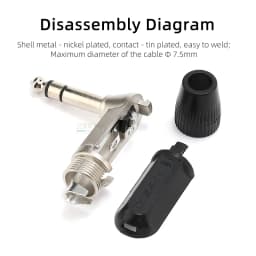 Neutrik's REAN Jack 6.35 TS TRS 90 ° L-shaped Right Angle Plug Stereo / Mono 2 3 Pole 6.5 1/4 Microphone Guitar Audio NYS207 208