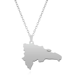 Gold Enamel Dominican Republic Map Silver Plated Pendant Necklace For Women Men Flag Of Dominica Jewelry