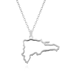 Gold Enamel Dominican Republic Map Silver Plated Pendant Necklace For Women Men Flag Of Dominica Jewelry